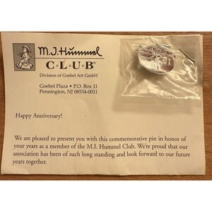 M.I. Hummel Club 15th Anniversary Pin and‎ Letter Unopened
